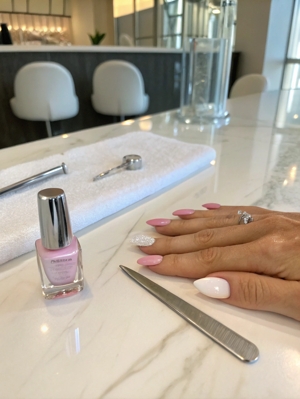 Gel-X soft gel extensions with elegant glossy finish