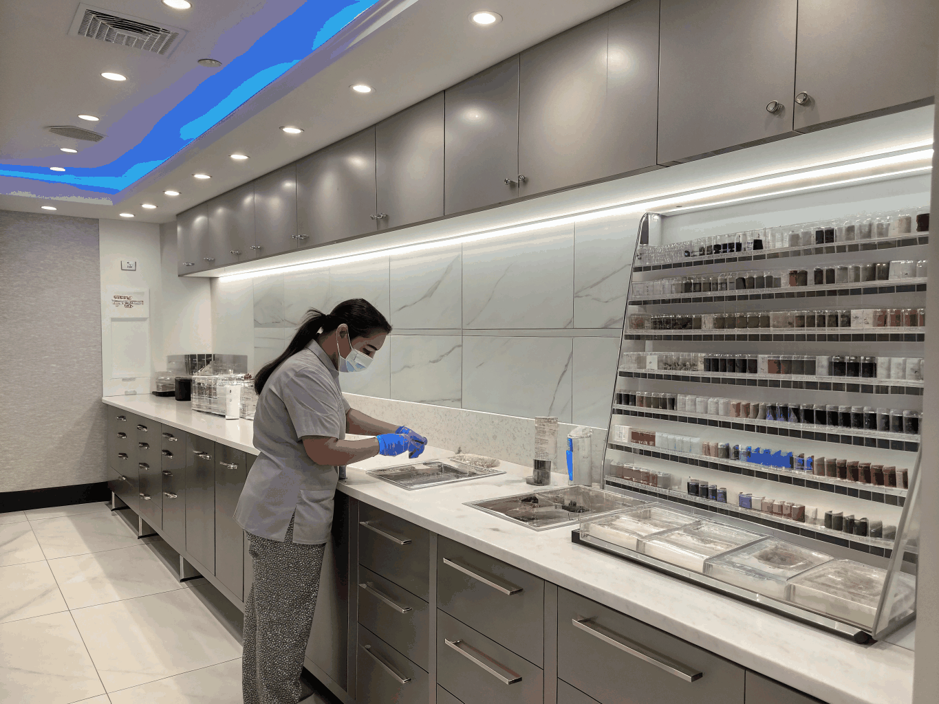 Sterilized salon tools and pristine workstation